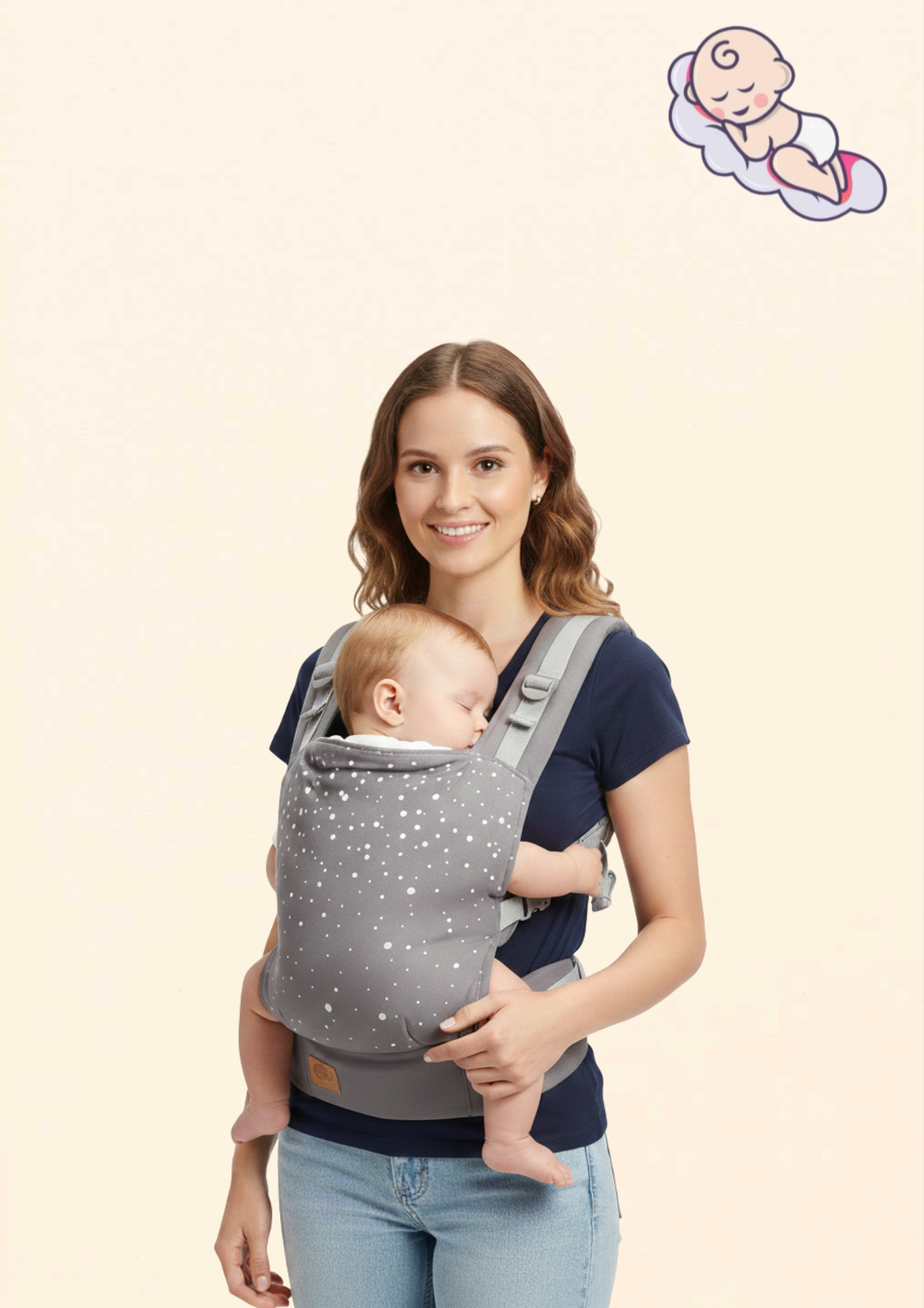 Kinderkraft NINO CONFETTI ergonomikus babahordozó – szürke pöttyös
