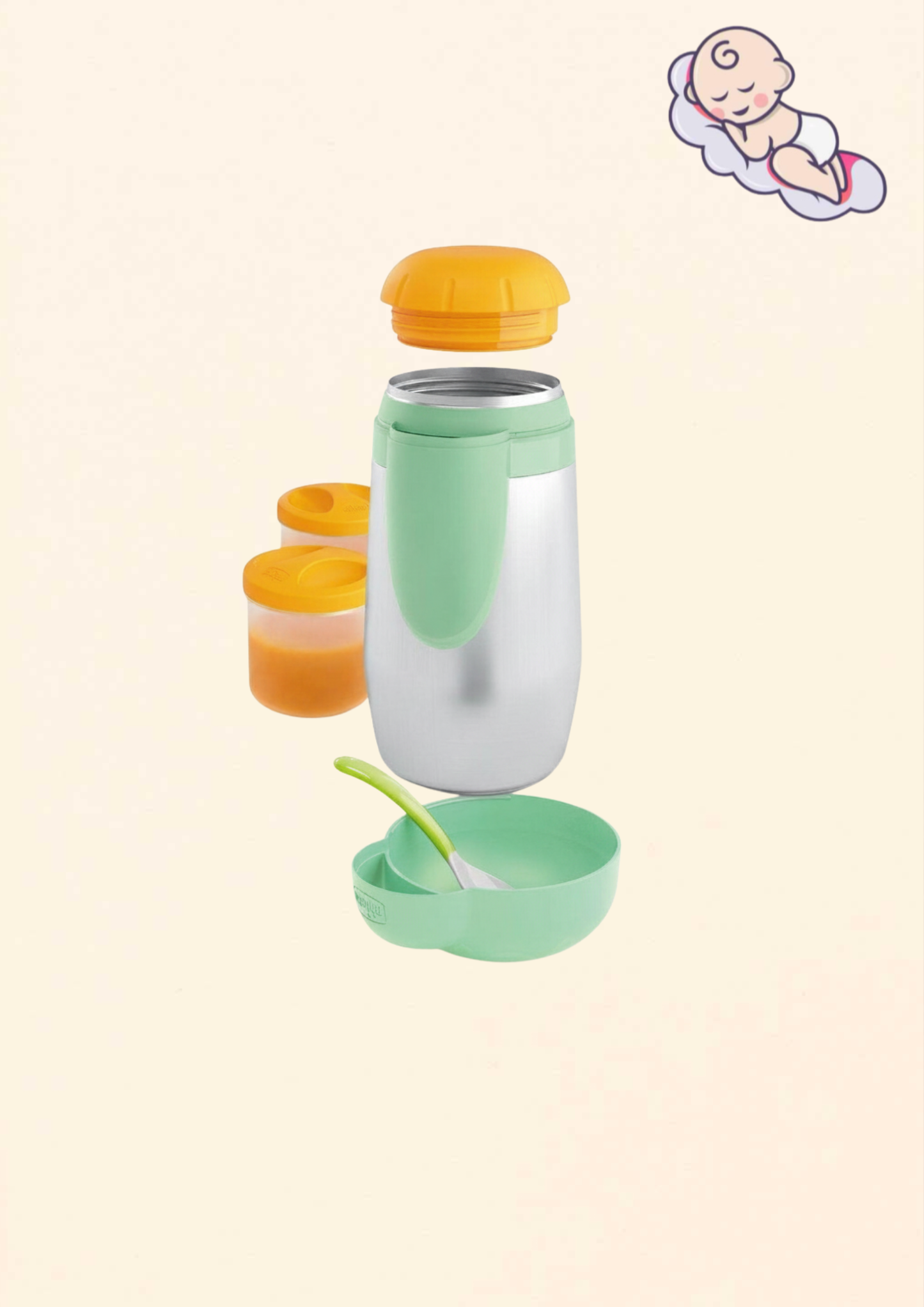 Chicco ételtartó termosz – rozsdamentes acél, 2 × 250 ml belső tartállyal – újracsomagolt outlet