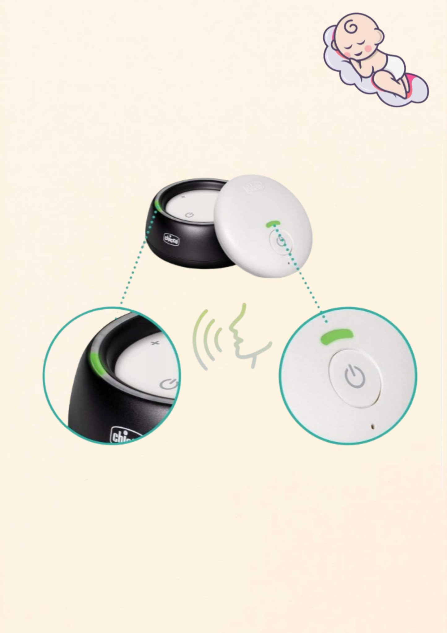 Chicco bébiőr színes LED-ekkel – 300 m hatótáv